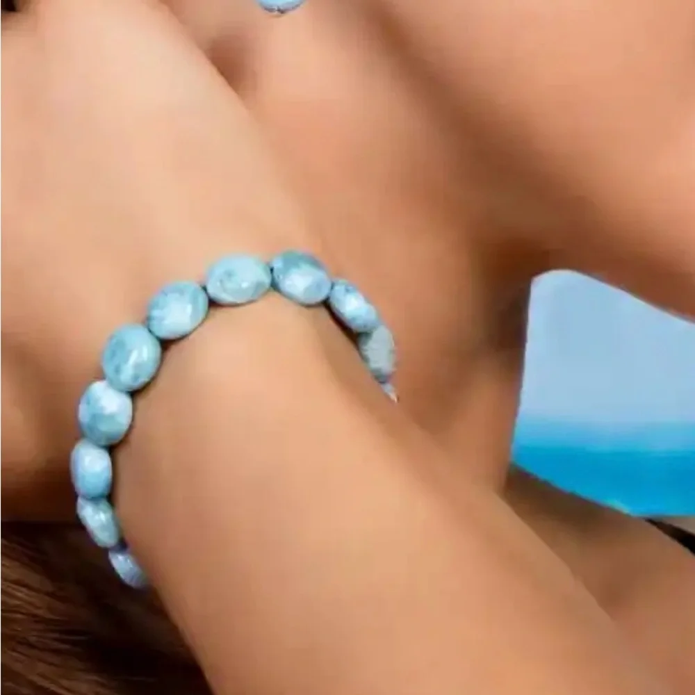 Blue Beaded Bracelet Jewelry set with earrings - Picture 3 of 3